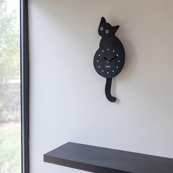 Actual product image Fisura CAT CLOCK - black