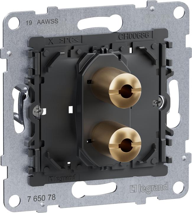 Actual product image Legrand SEANO single speaker connection, insert, 4mm sockets, gold-plated brass sockets for he
