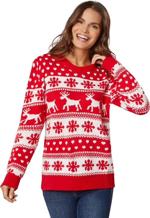Immagine prodotto tectake Pullover natalizio Fascino invernale rosso-bianco da donna (S)