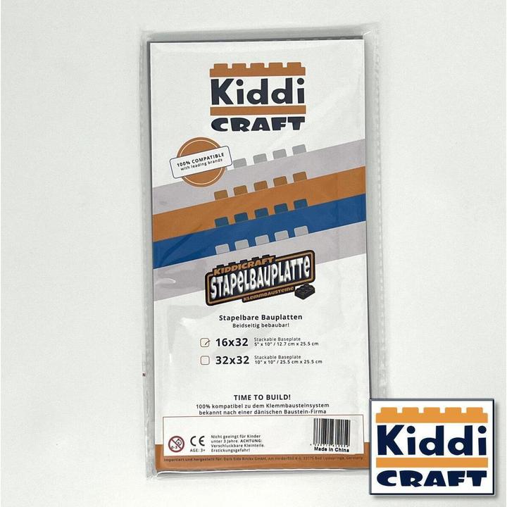 Actual product image Kiddicraft KC16LGSA - Stackable baseplate 16 x 32 studs (12.7 x 25.5cm) Light grey