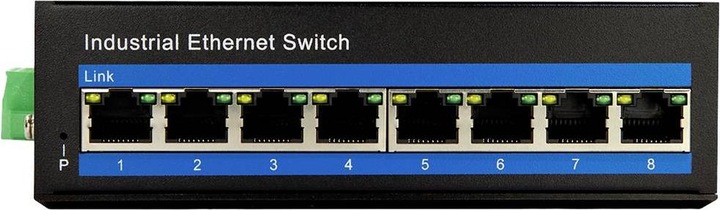 Produktbild LogiLink NS201 Industrieller Fast Ethernet Switch 8-Port 10/100 Mbps Hutschienenmontage PoE (8 Ports)