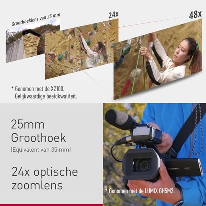 Produktbild Panasonic Professionelle 4K 60p Camcorder mit 25mm Weitwinkel, 24x Zoom, 3G-SDI, XLR, 5-Achsen-OIS (60p, 24 x)