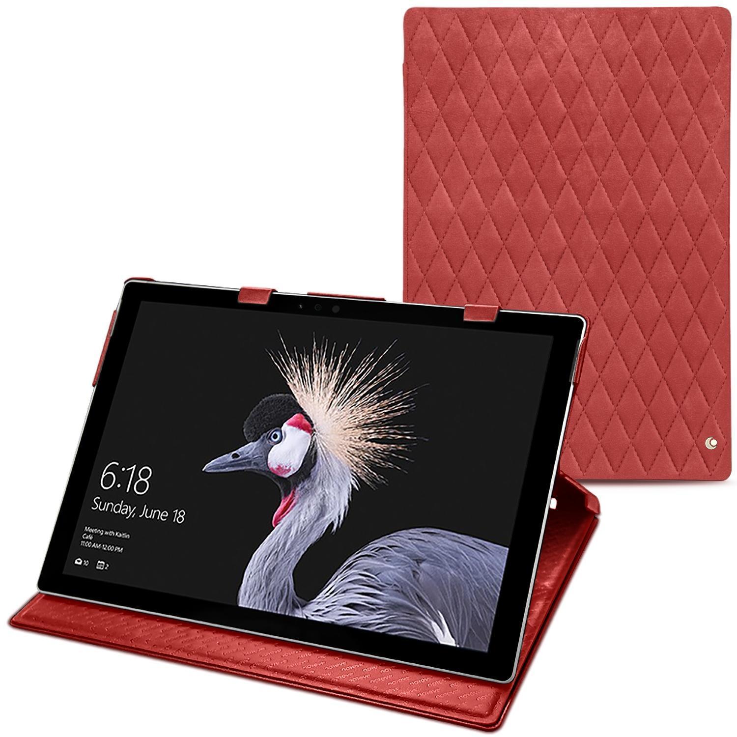 Noreve Lederschutzhülle vertikal (Surface Pro (2017)), Tablet Hülle, Rot