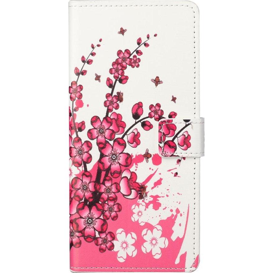 Cover-Discount Galaxy S21+ - Leder Hülle Pflaumen Blüte (Samsung Galaxy S21+), Smartphone Hülle, Mehrfarbig