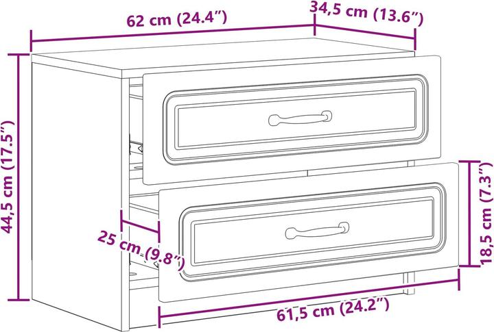 Produktbild vidaXL Nachttisch (34.50 x 62 x 44.50 cm)