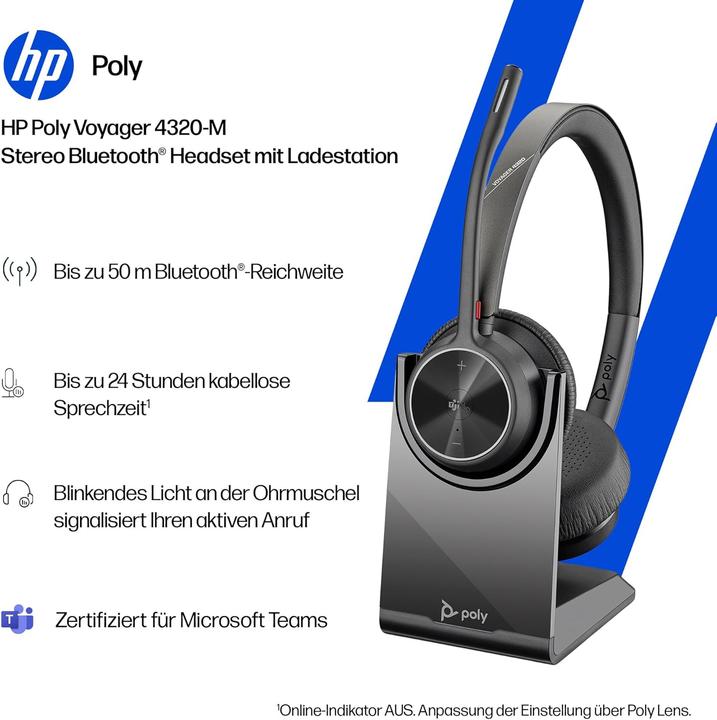 Actual product image Poly Voyager 4320 (Wireless, USB-C, Microsoft teams)
