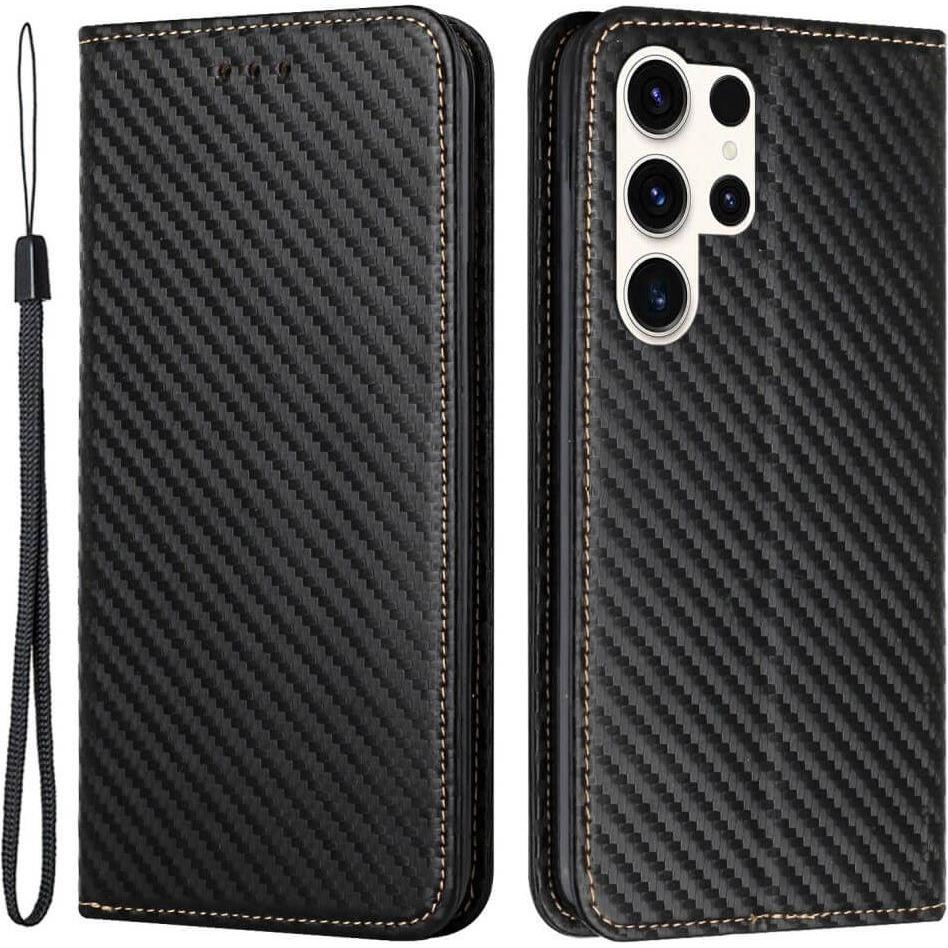 Thumbnail - Cover-Discount Carbon Look Flip Case schwarz (Samsung Galaxy S24 Ultra), Smartphone Hülle, Schwarz
