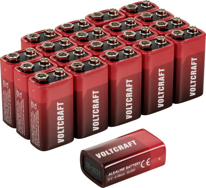 Produktbild Voltcraft VC-16107985 9 V Block-Batterie Alkali-Mangan 550 mAh 9 V 20 St. (20 Stk., 9V Block, 550 mAh)