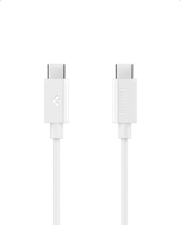 Immagine prodotto Spigen - Data Cable Essential (EB6020CC) - Fast Charging, 2x Type-C, 60W, 480Mbps, 2m - White (2 m, USB 2.0, 60 W)