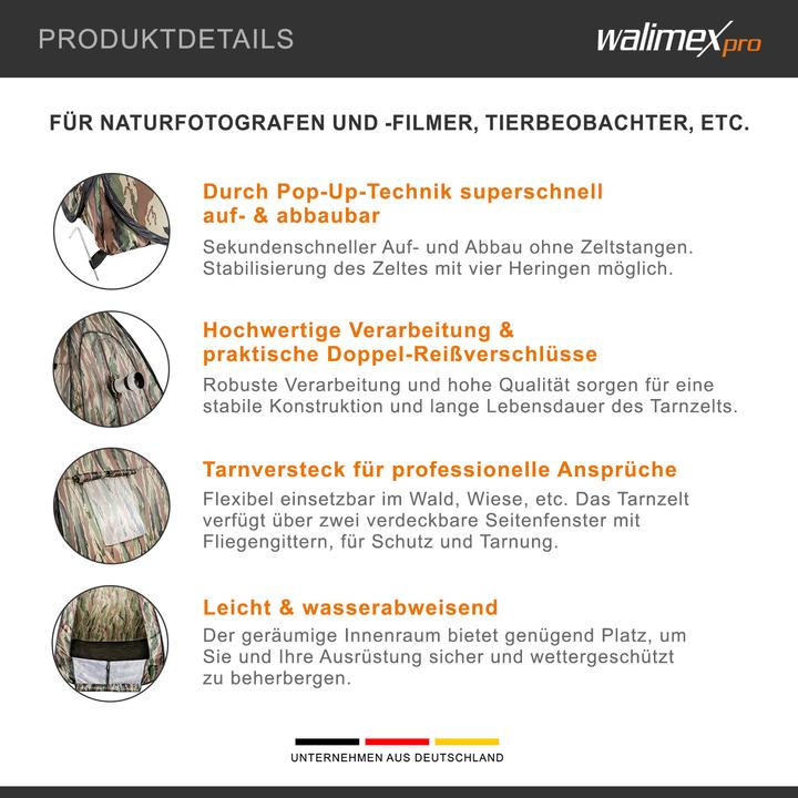 Actual product image Walimex Pop-Up Camouflage (Pitching tent, 1.70 kg, 1 person)