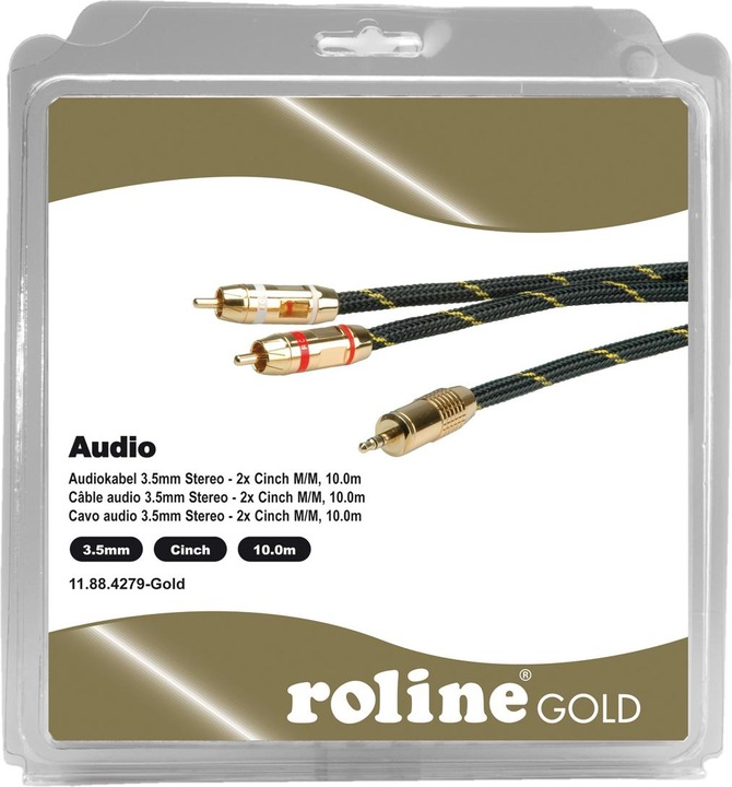 Productafbeelding Roline GOUD Audio 3,5 mm - 2x Cinch (10 m, 3,5 mm aansluiting (AUX), RCA)