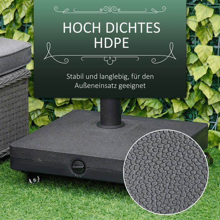 Actual product image Swisshandel24 Sonnenschirmständer mit Roller, befüllbar bis 20kg, ø 38/48mm Schwarz 45x45cm