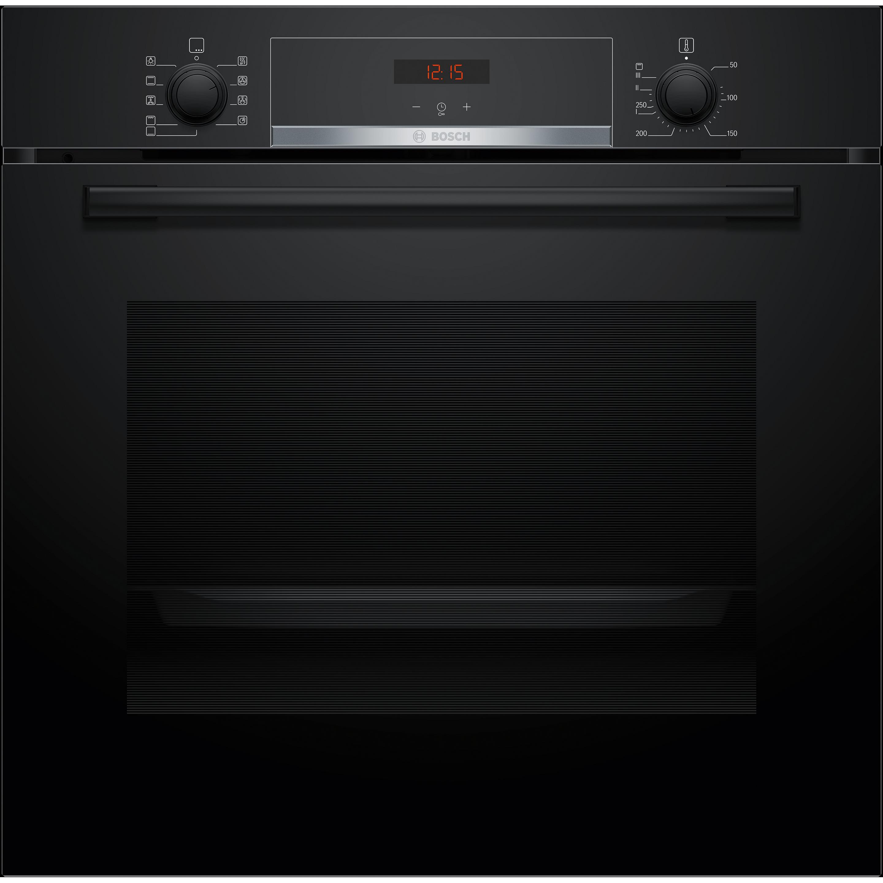 Bosch Hausgeräte Serie 4, Einbau-Backofen, 60 x 60 cm, Schwarz, HBA514BB3, Backofen Einbau, Schwarz