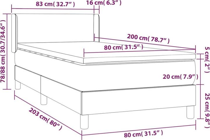 Actual product image vidaXL Box spring bed (100 x 200 cm)