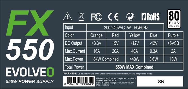 Actual product image Evolveo Zasilacz FX 550W (CZEFX550) (550 W)
