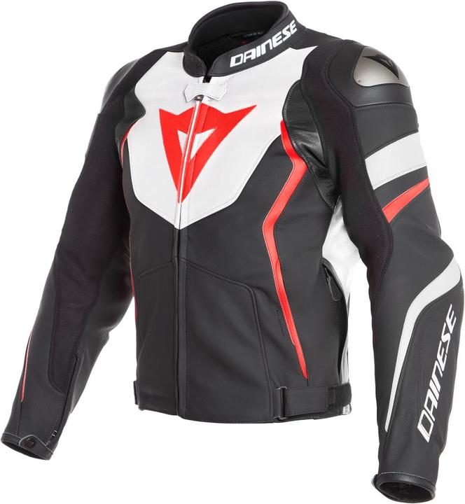 Produktbild Dainese AVRO 4 Lederjacke schwarz-weiss-fluo rot 52 (Herren, 52)