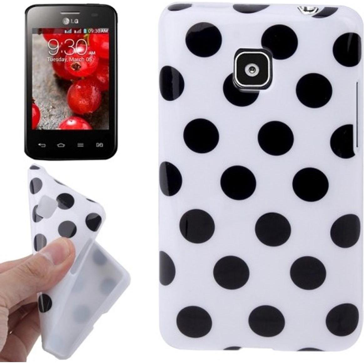 König Design Schutzhülle TPU Punkte Case für Handy LG Optimus L3 II / E430 (Optimus L3), Smartphone Hülle, Weiss