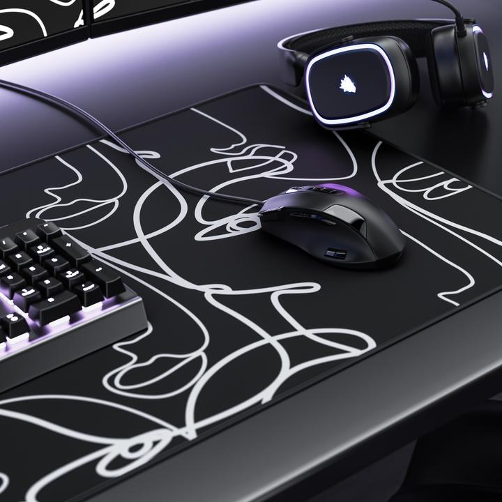 Actual product image Titanwolf Gaming Mouse Pad, 900 x 400mm XXL Speed Gaming Mouse Mat, Mousepad Extra Large Surface, Art Faces (XXL)