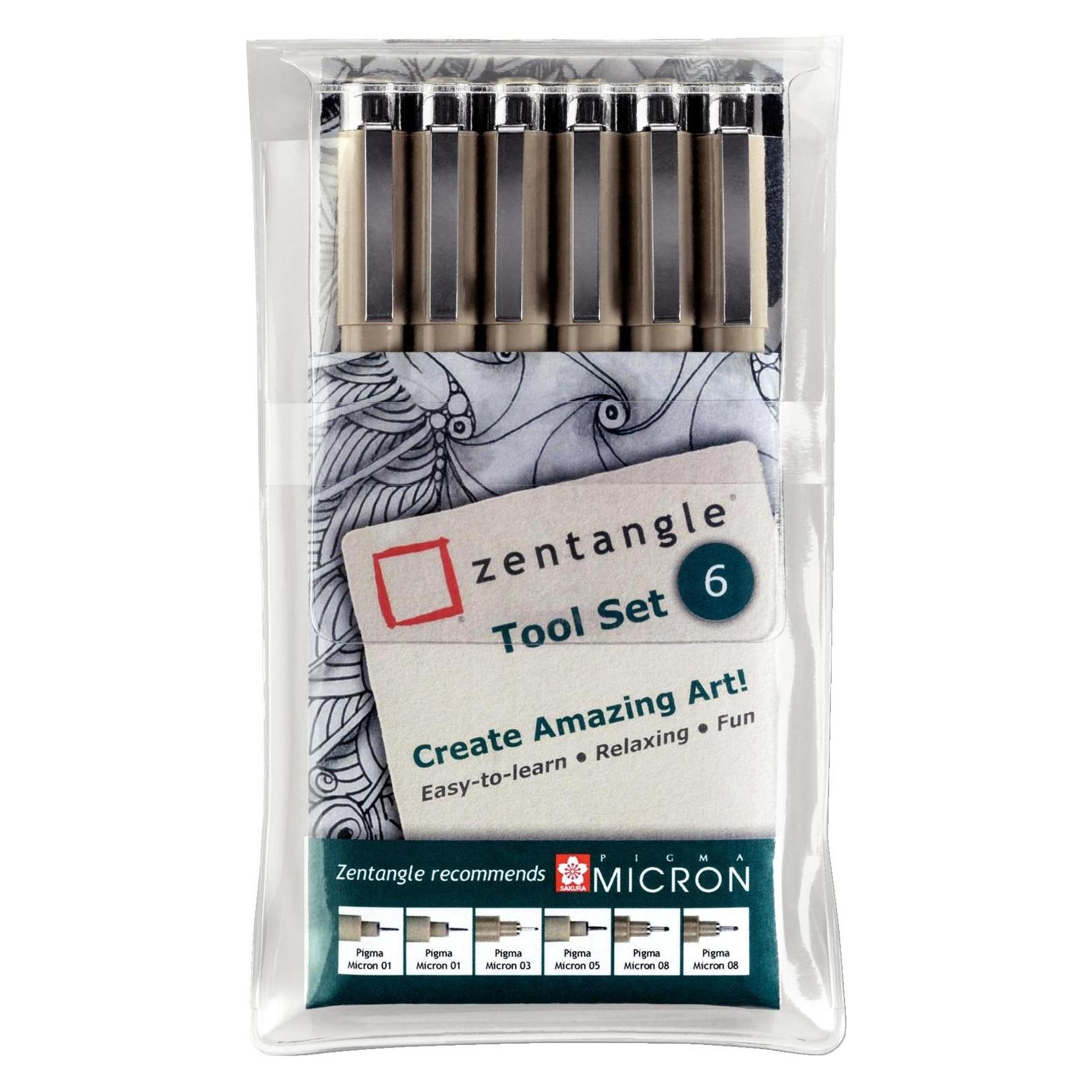 Sakura, Schrijfpennen, Zentangle Pigma Micron Fineliner (Zwart, 6 x)