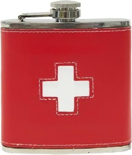 Actual product image TopSpirit Flask red CH leather 1.7d (170 ml)