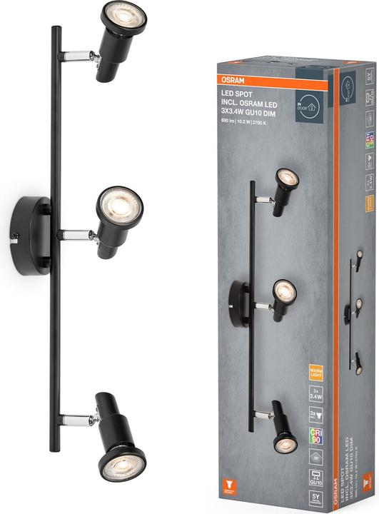 Actual product image Osram LED SPOT BLACK 3 X 3.4W 927 DIM (690 lm, GU10)