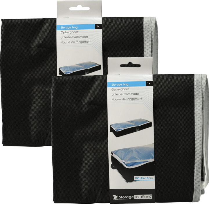 Actual product image Storage Solutions 2er-Set Unterbettkommode mit Sichtfenster & Handgriff, 100 x 45 x 16 cm, schwarz