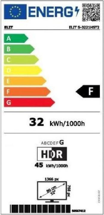 Label énergétique Elit Elite S-3221HST2 (32", LED)