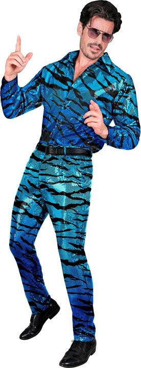 Actual product image Widmann Men's sequin trousers in zebra look black/blue (L)