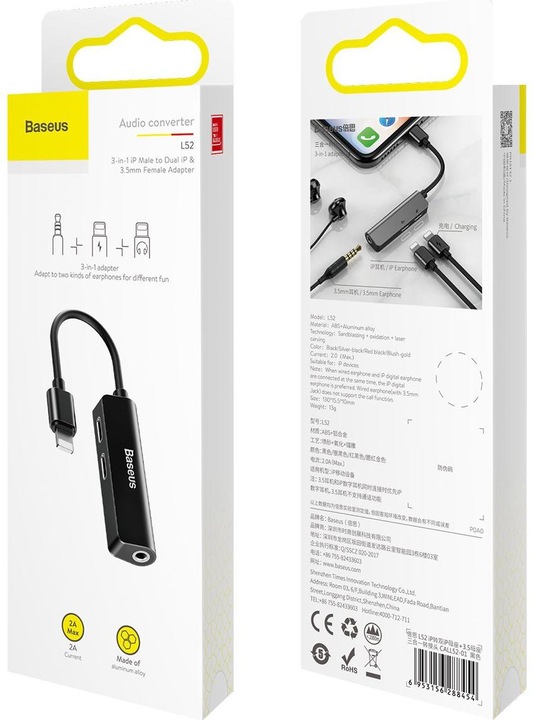 Produktbild Baseus L52 3-in-1 Adapter (Lightning, 3.5mm Klinke)