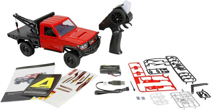Productafbeelding Amewi Toyota Land Cruiser Crawler Abschleppwagen 4WD 1:12 RTR rot (RTR Gereed voor gebruik)