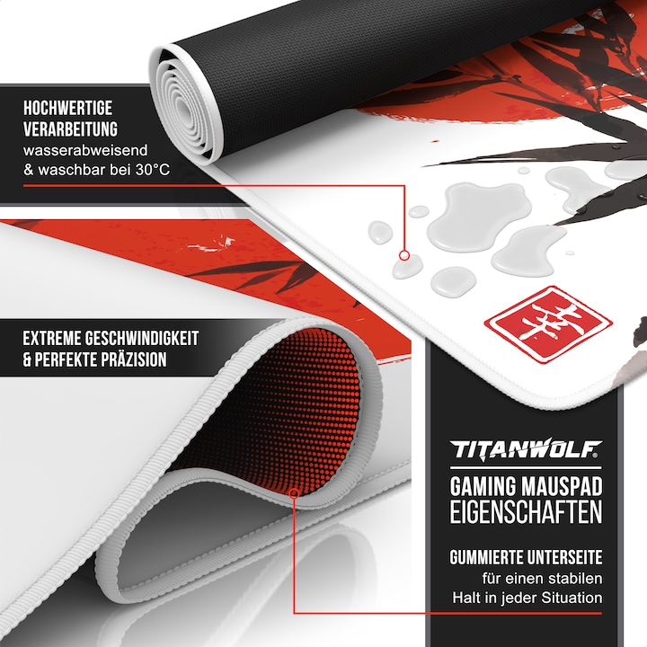 Actual product image Titanwolf Gaming mouse pad, 900 x 400mm XXL speed gaming mouse mat, mouse pad extra large surface, Sumi-e (XXL)