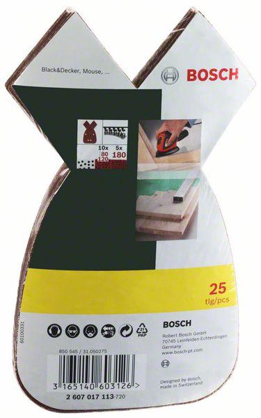 Produktbild Bosch Zubehör Schleifblatt-Set für Multischleifer, 25-teilig, 4 Löcher, 170x98x20 mm, 80 - 180 (120, 180, 80)