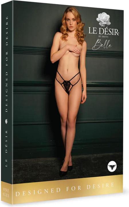 Actual product image Le Désir Faye - Lace Thong with Adjustable Sliders and Golden Details - One Size (One size)