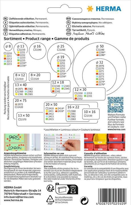 Actual product image HERMA Multipurpose labels