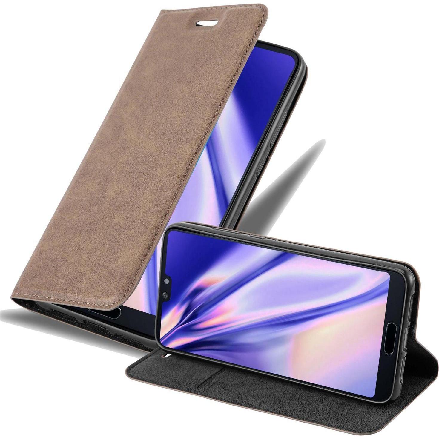 Cadorabo Book Invisible Magnet Cover (Huawei P20), Smartphone Hülle, Braun