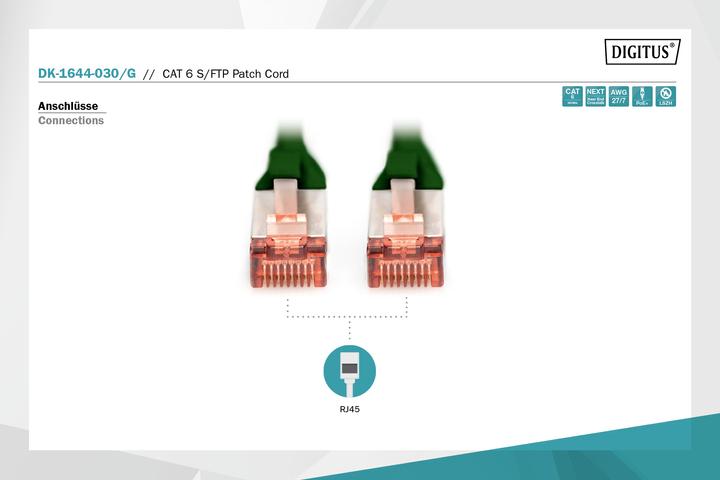 Actual product image Digitus CAT6 S-FTP Patchk.,3m, Green (S/FTP, CAT6, 3 m)