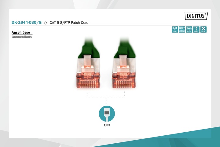 Produktbild Digitus Netzwerkkabel (S/FTP, CAT6, 3 m)