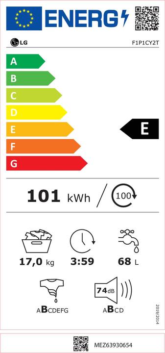 Energie-Label LG F1P1CY2T (17 kg, Links)