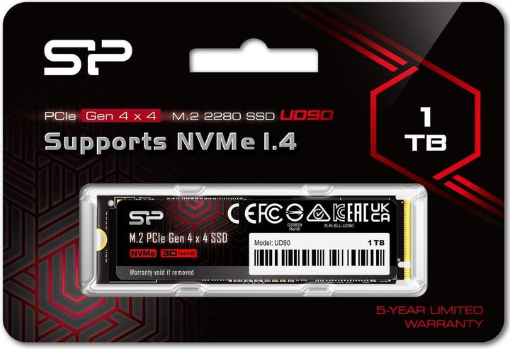 Actual product image Silicon Power M.2 2280 PCIe 1TB SSD UD90 Gen4x4 NVMe 4500/1950 MB/s (1000 GB, M.2 2280)