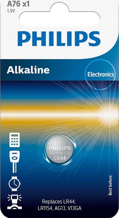 Philips Buttoncell (1) A76/01B (1 Stk., LR44, 145 mAh)