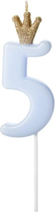 Partydeco Zahlenkerze 5 mit Krone (1 x)