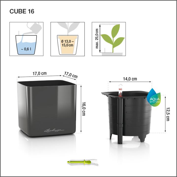 Produktbild Lechuza Cube Glossy 16 (16 x 16 x 16 cm)