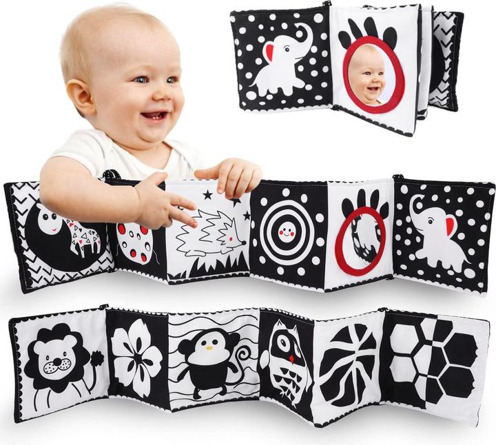 Activity Board Livre contrasté pour bébé, livre en tissu double face pour bébé, livre d'images souple en tissu