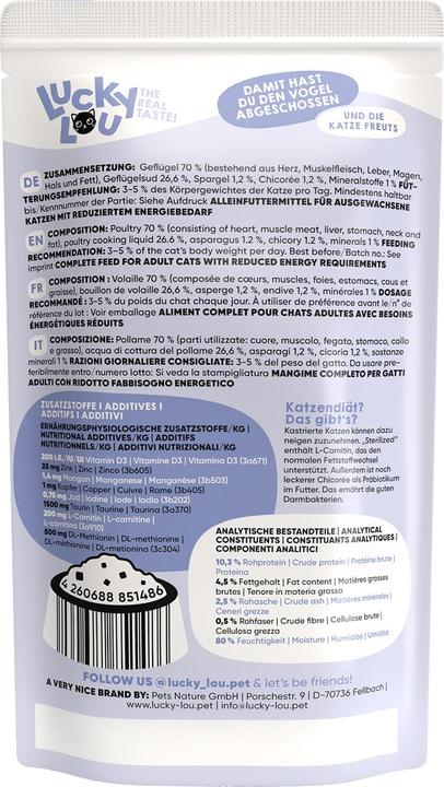 Image du produit Lucky Lou Nourriture humide pour chats (Adulte, 1 pcs, 134 g)