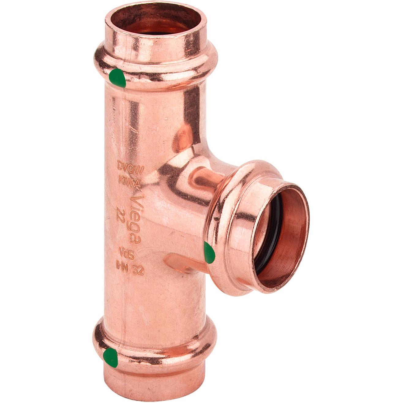 Viega, Rohrverbindungstechnik, Profipress Abschlag 15x12x15 mmaf kobbermed SC-Contur (T-Verbindung)