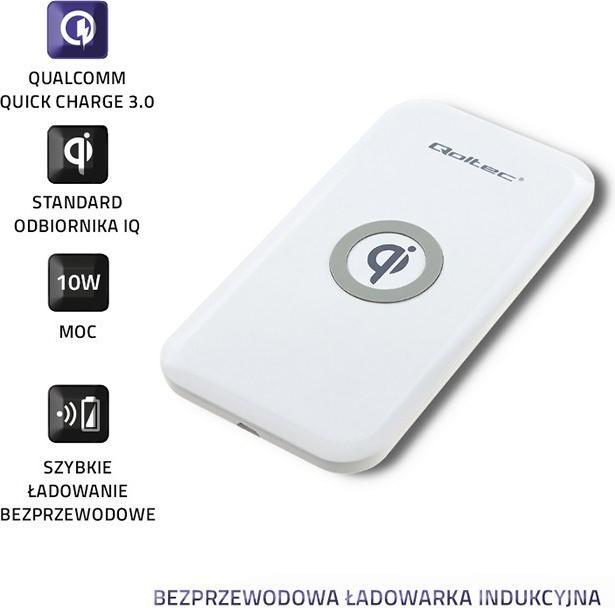 Produktbild Qoltec Bezprzewodowa ładowarka indukcyjna | Qualcomm QuickCharge 3.0 10W | Biały