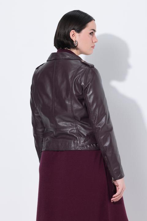 Actual product image Ulla Popken Biker Style Leather Jacket (46)