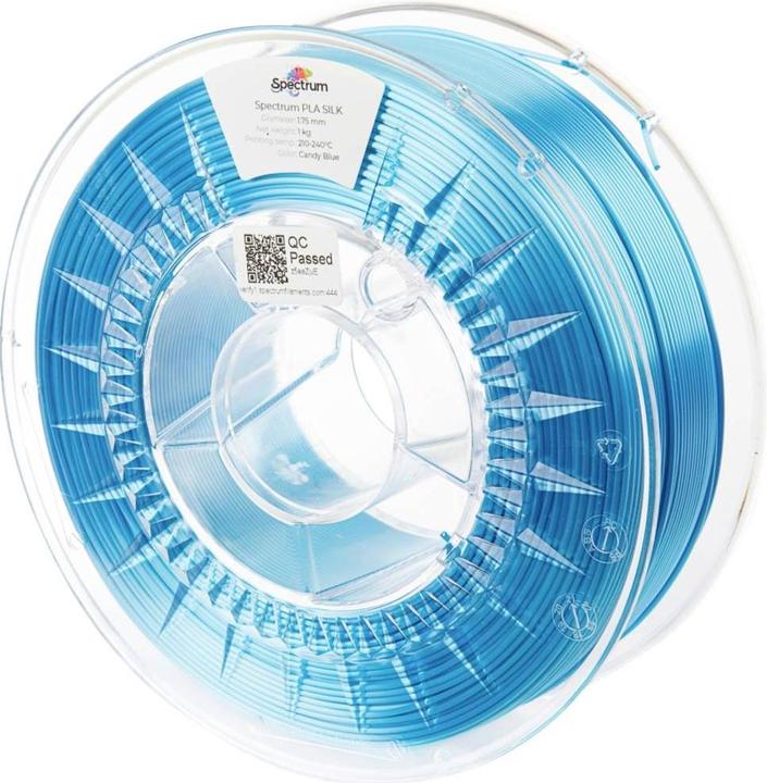 Actual product image Filament SILK PLA 1.75mm Candy Blue 1kg (PLA, 1.75 mm, 1000 g)