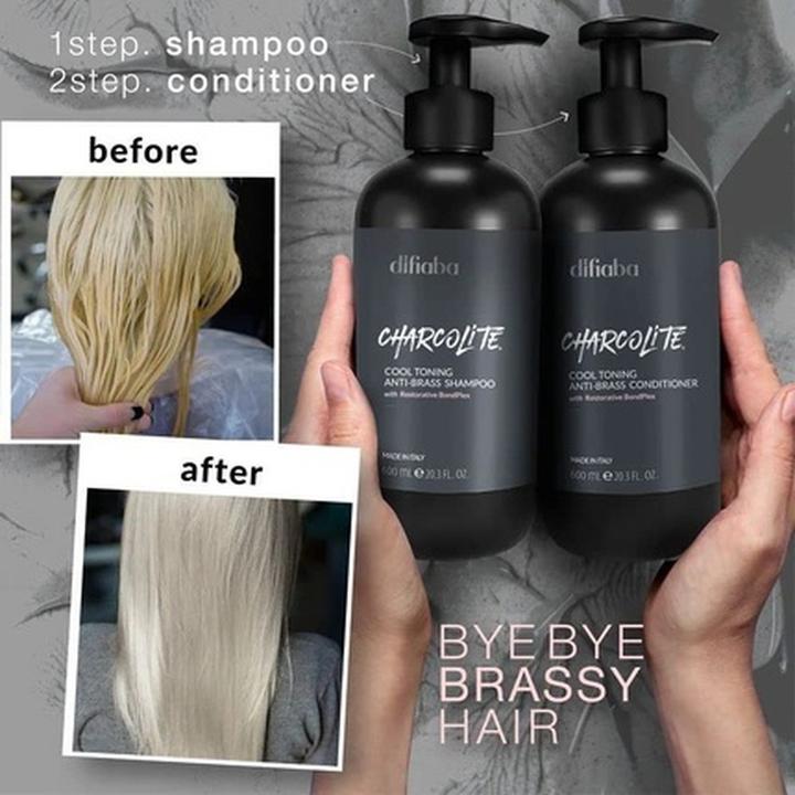 Actual product image Difiaba Charcolite Cool Toning Anti-Brass Conditioner with Pump 600ml (600 ml)