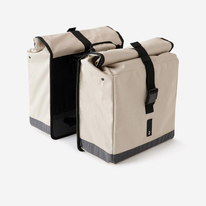 Decathlon Sacoche de vélo double 500 2 × 20 litres beige (40 l, Sacoches)